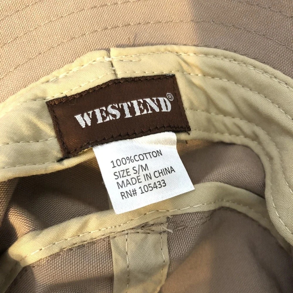 Westend Tan‎ Cotton Bucket Hat Adjustable Chin Strap Outdoor Gear Mens Size S/M